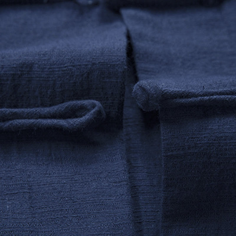 Camicia da uomo casual a tinta unita con bottoni a rana e motivo Buddha Stones. - image 12