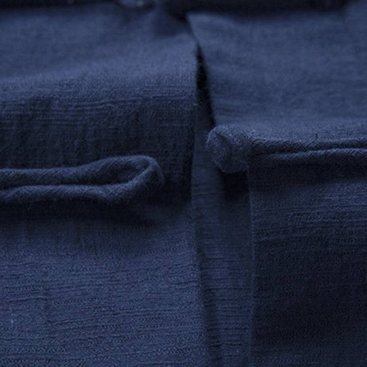 Camicia da uomo casual a tinta unita con bottoni a rana e motivo Buddha Stones. - image 12