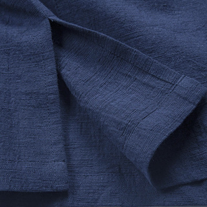 Camicia da uomo casual a tinta unita con bottoni a rana e motivo Buddha Stones. - image 14