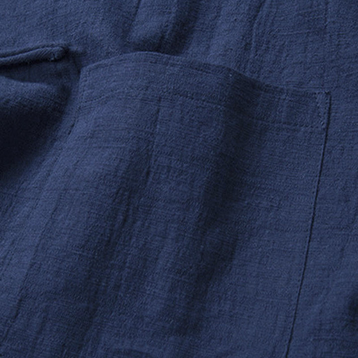 Camicia da uomo casual a tinta unita con bottoni a rana e motivo Buddha Stones. - image 13