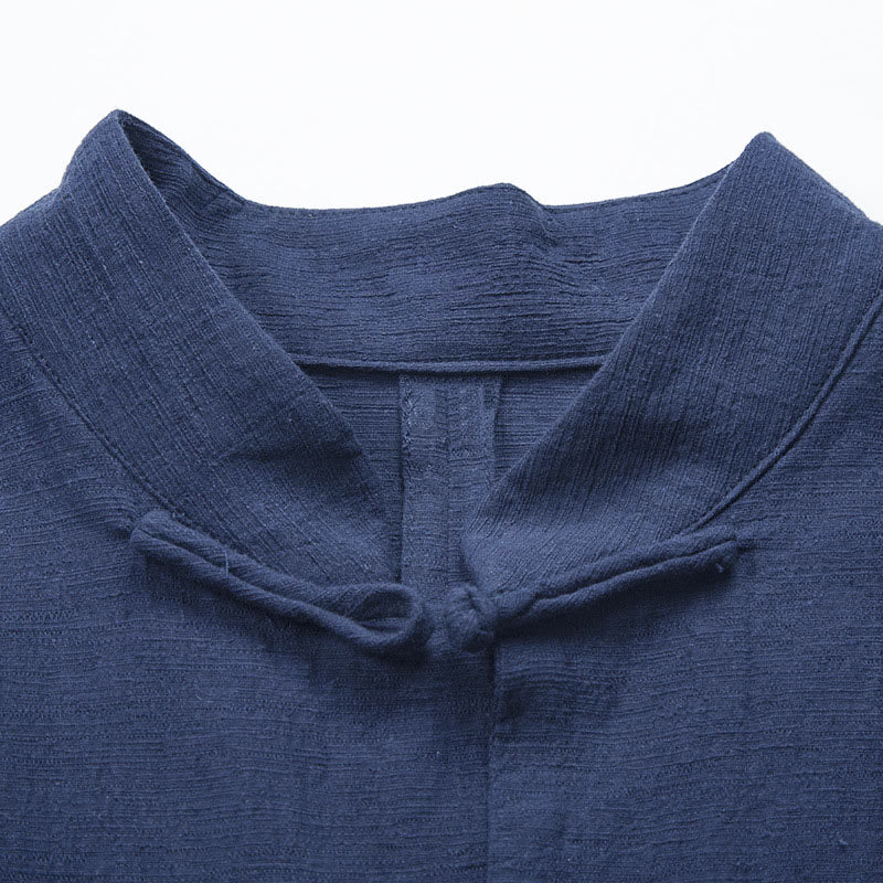 Camicia da uomo casual a tinta unita con bottoni a rana e motivo Buddha Stones. - image 10