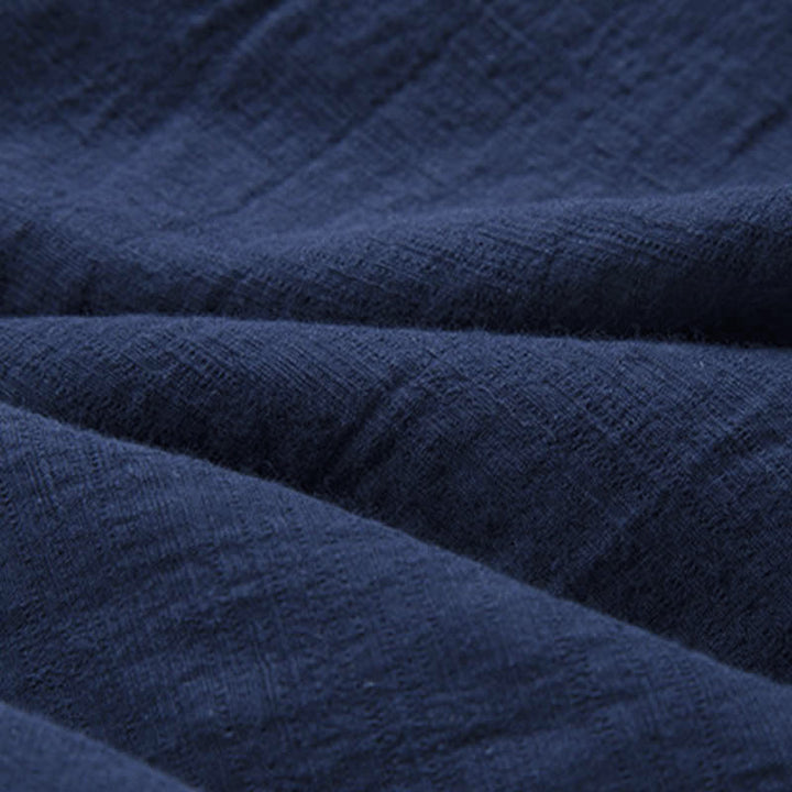 Camicia da uomo casual a tinta unita con bottoni a rana e motivo Buddha Stones. - image 16