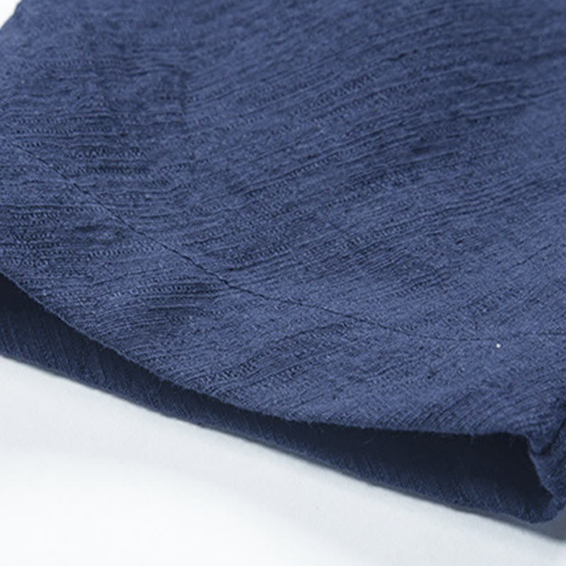 Camicia da uomo casual a tinta unita con bottoni a rana e motivo Buddha Stones. - image 15