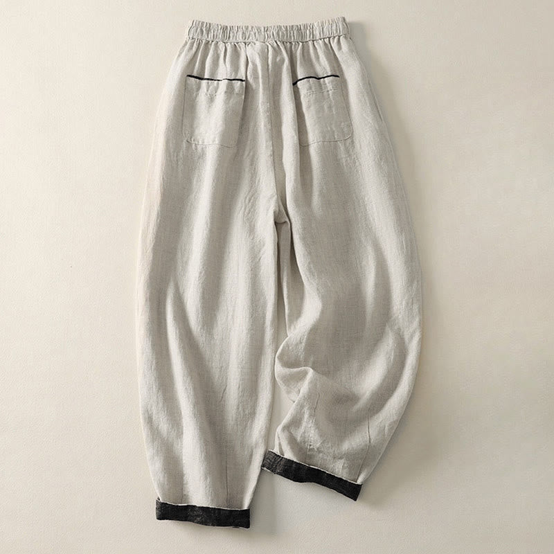 Pantaloni harem da donna estivi casual con coulisse e tasche, in tinta unita, con motivo Buddha Stones. - image 1
