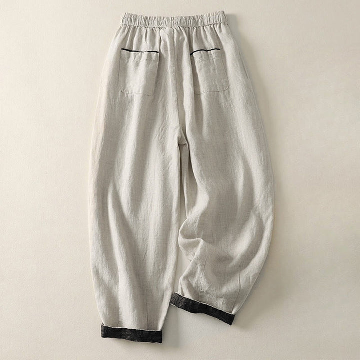 Pantaloni harem da donna estivi casual con coulisse e tasche, in tinta unita, con motivo Buddha Stones. - image 1