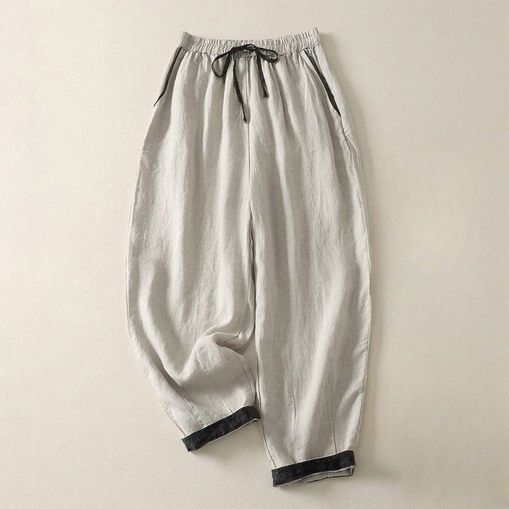 Pantaloni harem da donna estivi casual con coulisse e tasche, in tinta unita, con motivo Buddha Stones. - Biancheria - US8-10, UK/AU12-14, EU40-42 (2XL) - image 0