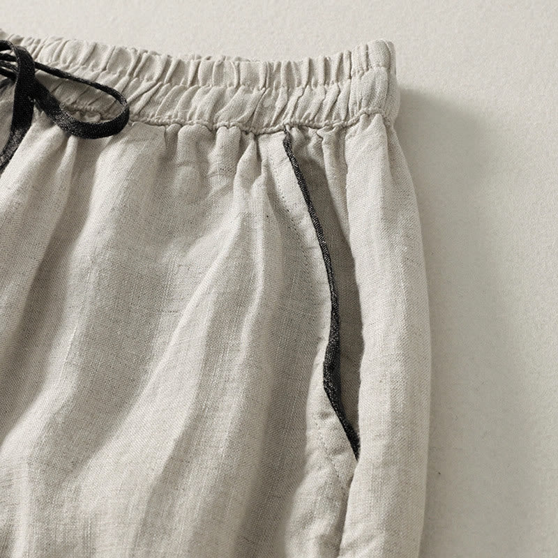 Pantaloni harem da donna estivi casual con coulisse e tasche, in tinta unita, con motivo Buddha Stones. - image 4