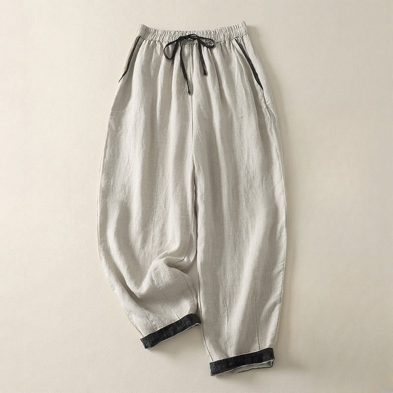 Pantaloni harem da donna estivi casual con coulisse e tasche, in tinta unita, con motivo Buddha Stones. - Biancheria - US8-10, UK/AU12-14, EU40-42 (2XL) - image 0