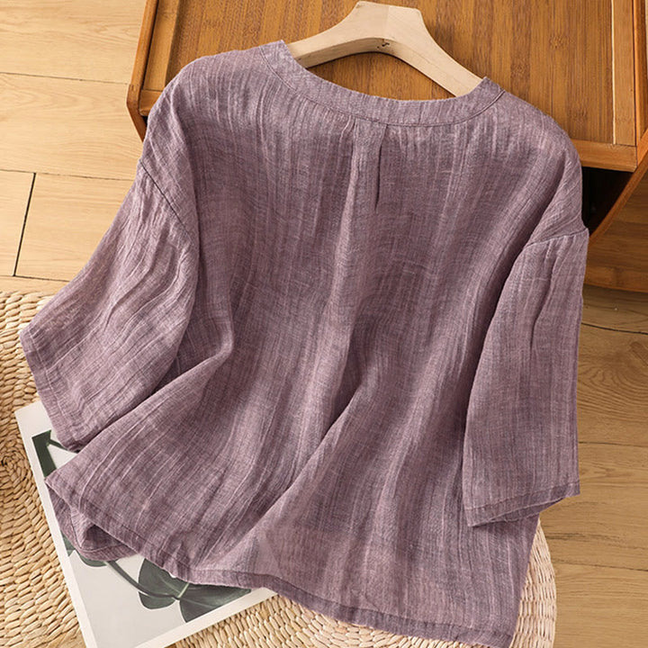 T-shirt da donna a maniche a tre quarti con stampa Buddha Stones, ideale per l'estate. - image 9