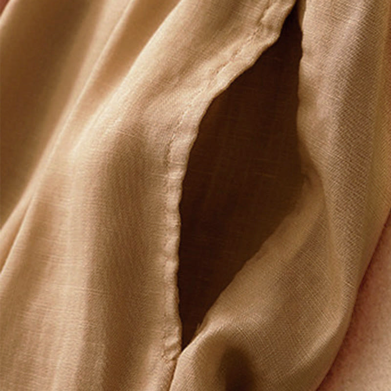 Pantaloni capri corti harem da donna con elastico in vita e tasche, modello estivo Buddha Stones. - image 26