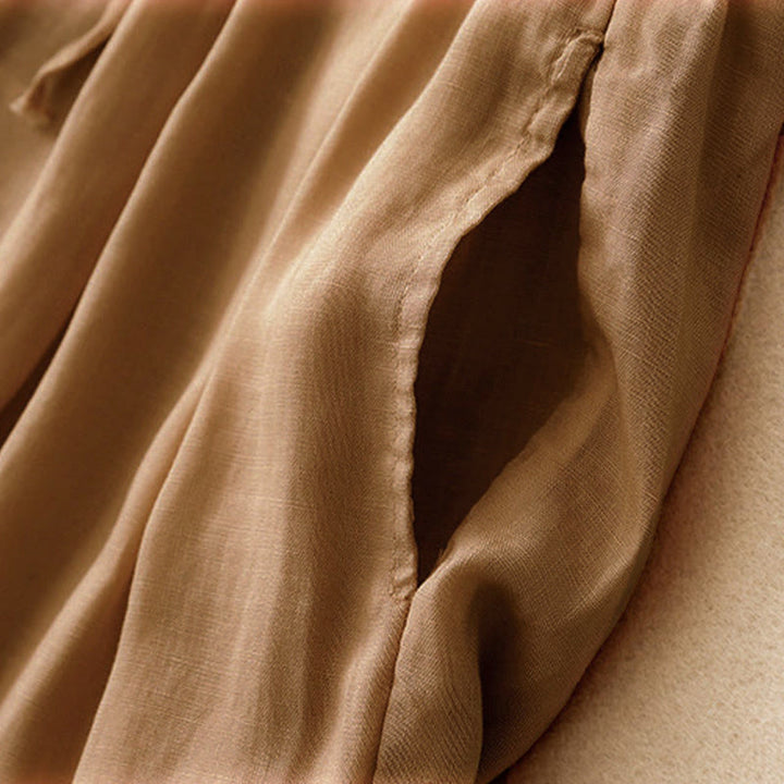 Pantaloni capri corti harem da donna con elastico in vita e tasche, modello estivo Buddha Stones. - image 25