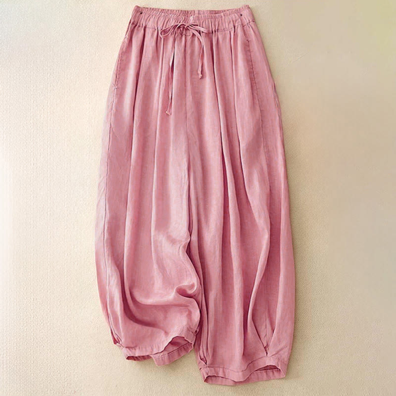 Pantaloni capri corti harem da donna con elastico in vita e tasche, modello estivo Buddha Stones. - Rosa - US8-10, UK/AU12-14, EU40-42 (2XL) - image 18