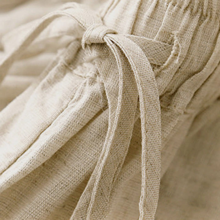 Pantaloni capri corti harem da donna con elastico in vita e tasche, modello estivo Buddha Stones. - image 2