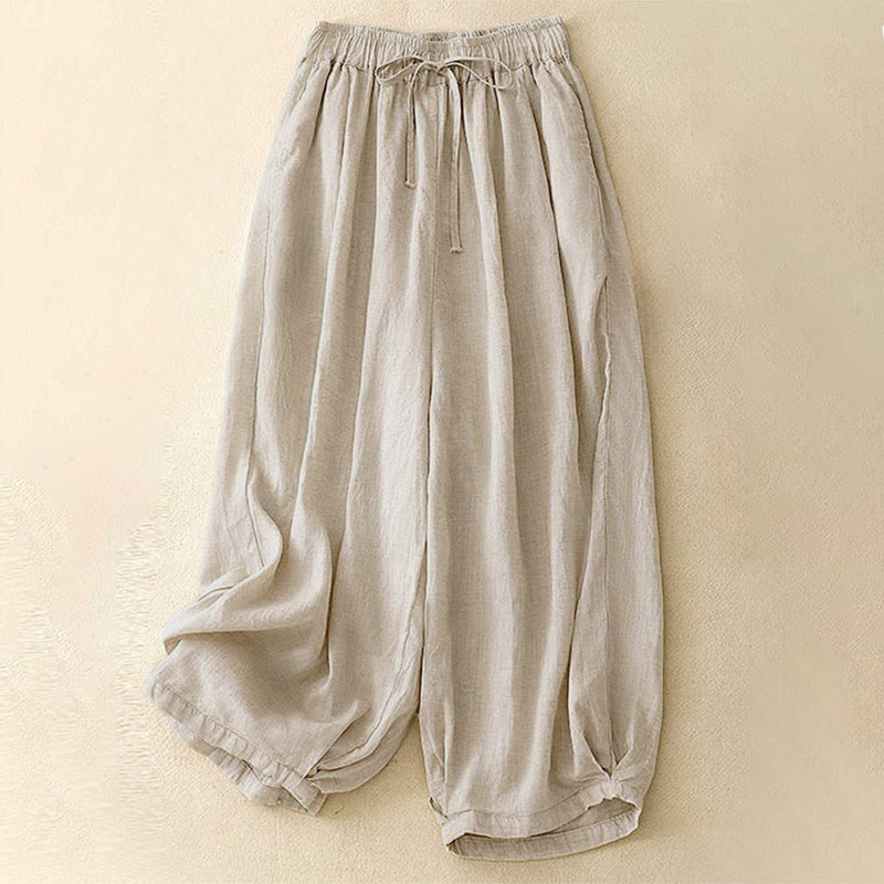 Pantaloni capri corti harem da donna con elastico in vita e tasche, modello estivo Buddha Stones. - Beige - US8-10, UK/AU12-14, EU40-42 (2XL) - image 0