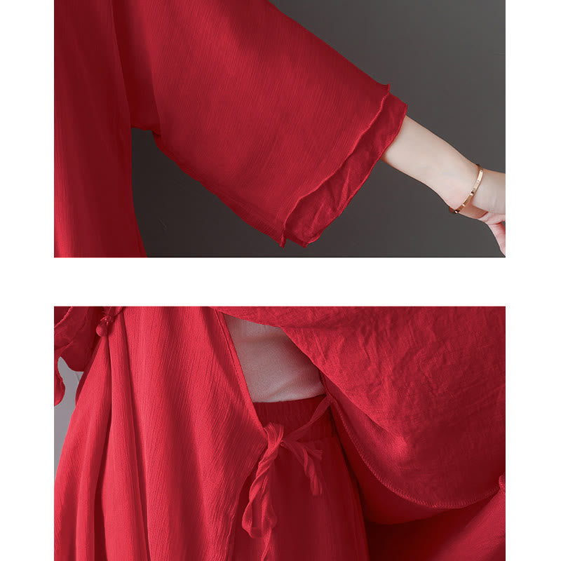 Abito tunica midi con scollo a V e pantaloni a gamba larga con motivo Buddha Stones, abbigliamento per meditazione, pratica zen e danza. - image 15
