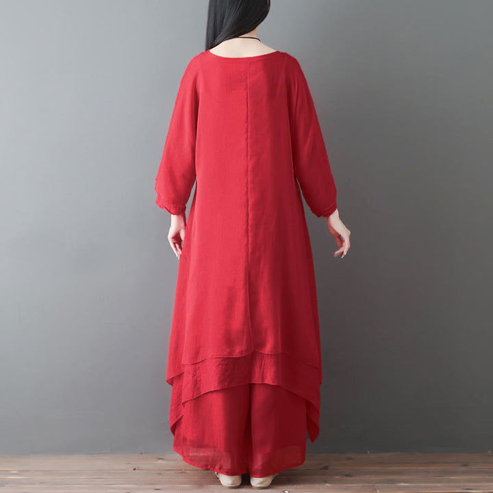 Abito tunica midi con scollo a V e pantaloni a gamba larga con motivo Buddha Stones, abbigliamento per meditazione, pratica zen e danza. - image 9