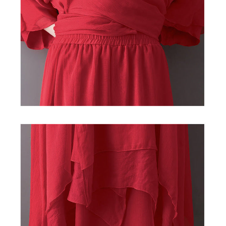 Abito tunica midi con scollo a V e pantaloni a gamba larga con motivo Buddha Stones, abbigliamento per meditazione, pratica zen e danza. - image 16