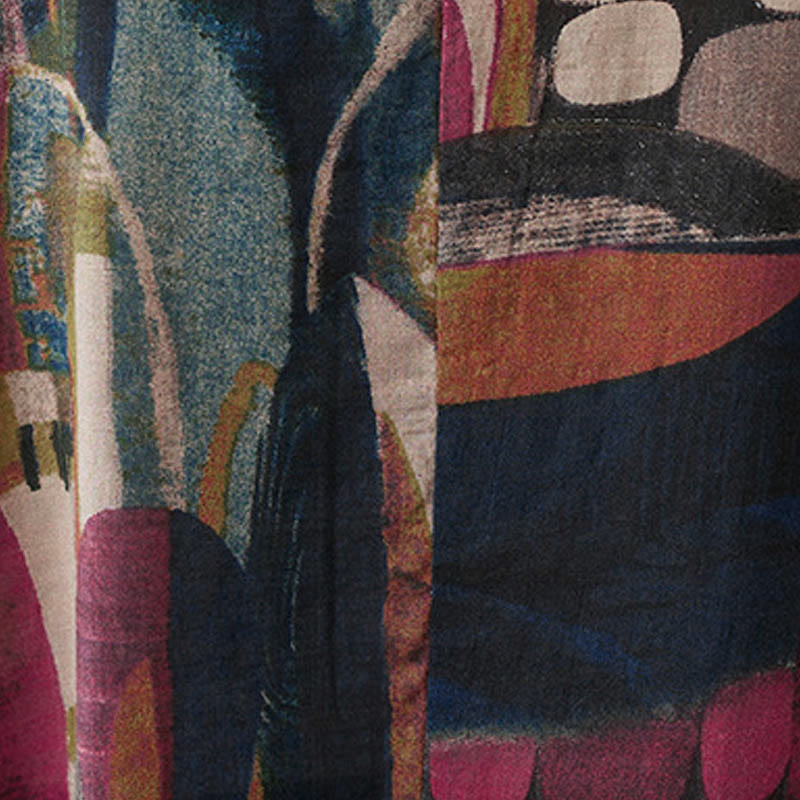 Abito midi a tunica a maniche corte con tasche e grafica colorata a tema Buddha Stones. - image 10