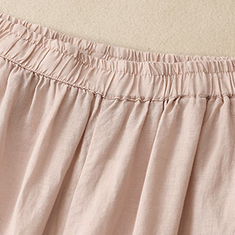 Pantaloni corti casual da donna in lino con motivo Buddha Stones, modello harem con tasche. - image 21