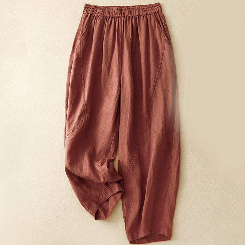 Pantaloni corti casual da donna con stampa Buddha Stones, modello harem con tasche - Marrone - US8-10, UK/AU12-14, EU40-42 (2XL) - image 15