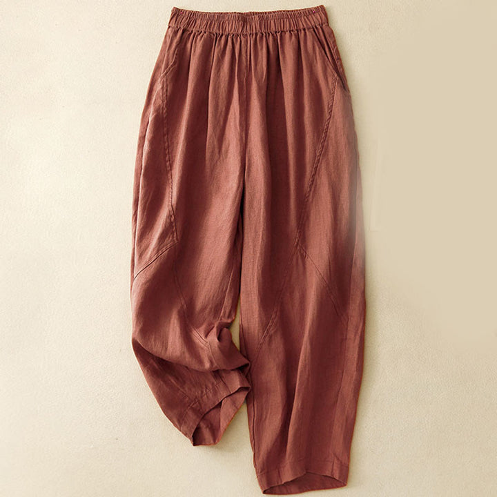 Pantaloni corti casual da donna con stampa Buddha Stones, modello harem con tasche - Marrone - US8-10, UK/AU12-14, EU40-42 (2XL) - image 15
