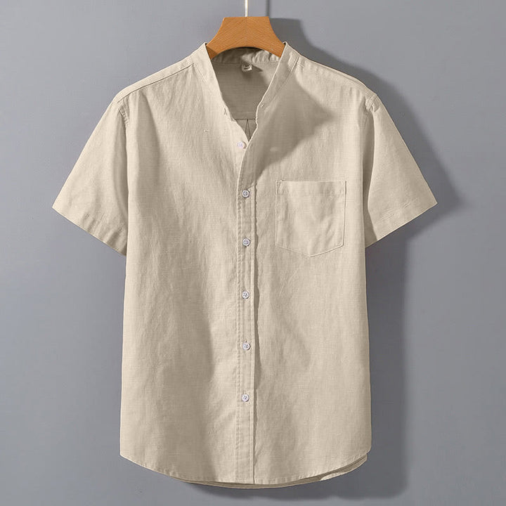 Camicia da uomo estiva a maniche corte in cotone e lino con bottoni e motivo Buddha Stones - PapayaWhip - US/UK/AU42, EU52 (3XL)  - image 5