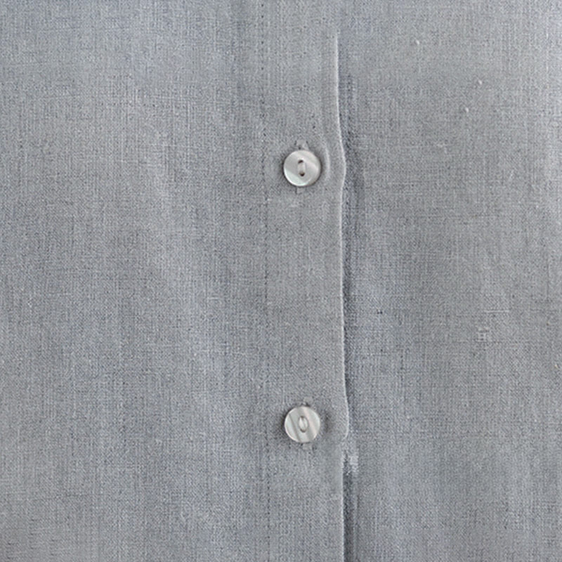 Camicia da donna con scollo rotondo e volant, tinta unita, con motivo Buddha Stones stampa primaverile. - image 13