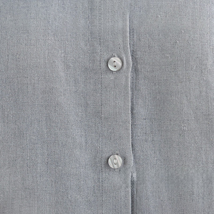 Camicia da donna con scollo rotondo e volant, tinta unita, con motivo Buddha Stones stampa primaverile. - image 13