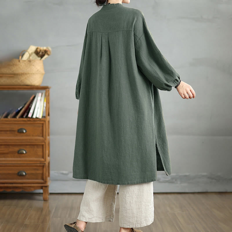 Cappotto da donna casual con bottoni a rana e tasche Buddha Stones - image 8