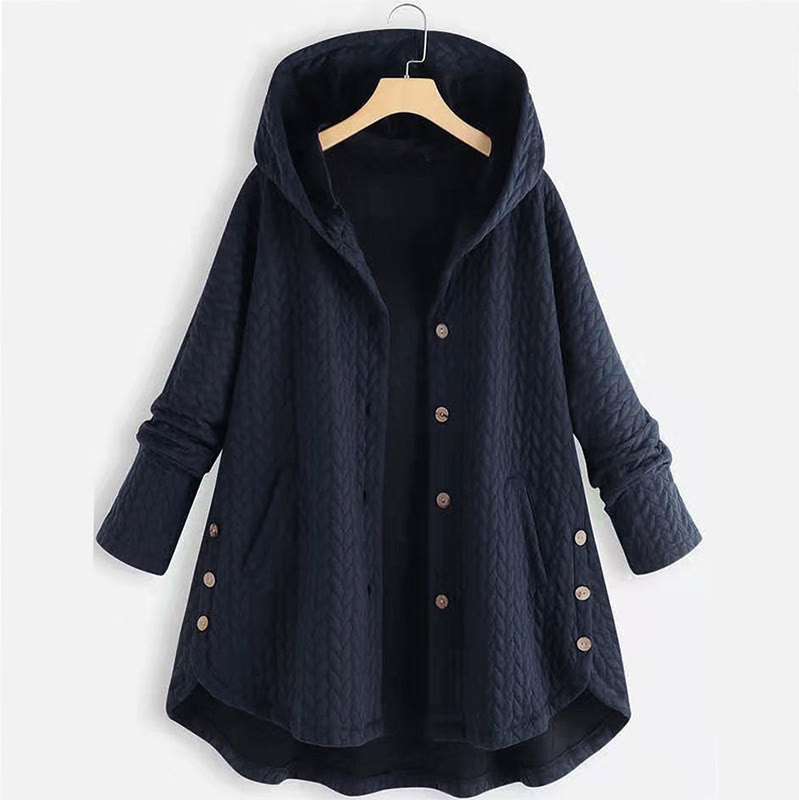 Cappotto da donna a maniche lunghe con cappuccio e tasche, lunghezza media, con motivo a spighe di grano e decorazioni a tema Buddha Stones Fall. - SteelBlue - US22, UK/AU26, EU54 (8XL) - image 7
