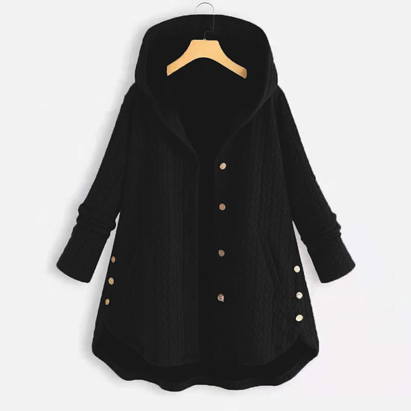 Cappotto da donna a maniche lunghe con cappuccio e tasche, lunghezza media, con motivo a spighe di grano e decorazioni a tema Buddha Stones Fall. - Nero - US22, UK/AU26, EU54 (8XL) - image 14
