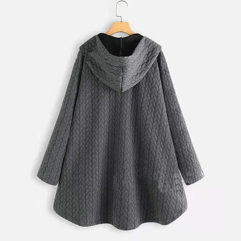 Cappotto da donna a maniche lunghe con cappuccio e tasche, lunghezza media, con motivo a spighe di grano e decorazioni a tema Buddha Stones Fall. - image 1