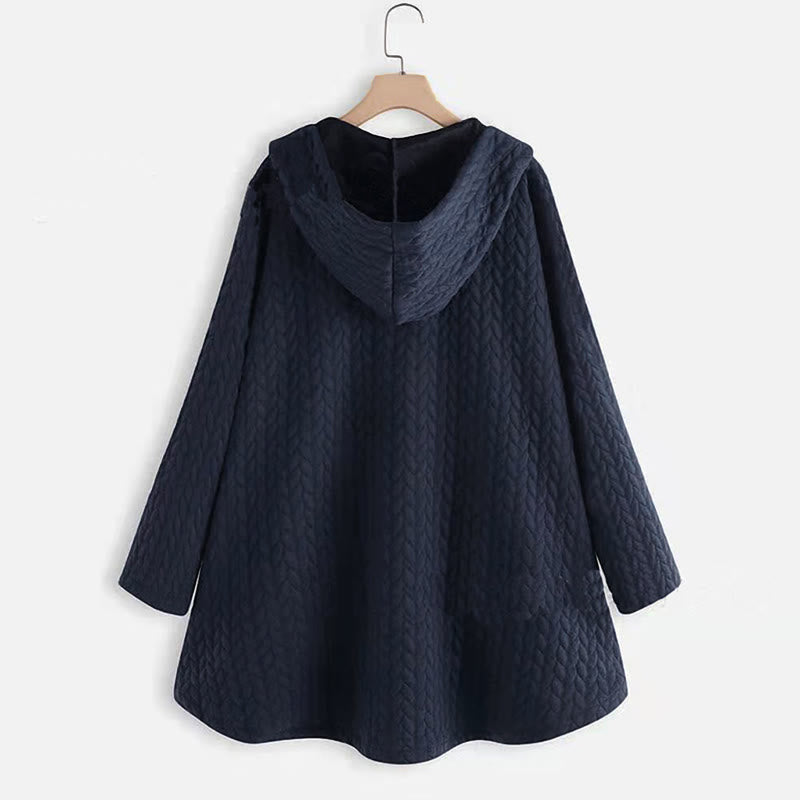 Cappotto da donna a maniche lunghe con cappuccio e tasche, lunghezza media, con motivo a spighe di grano e decorazioni a tema Buddha Stones Fall. - image 8