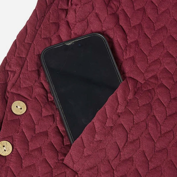 Cappotto da donna a maniche lunghe con cappuccio e tasche, lunghezza media, con motivo a spighe di grano e decorazioni a tema Buddha Stones Fall. - image 3