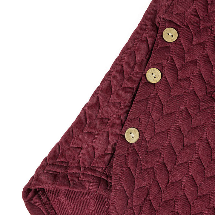 Cappotto da donna a maniche lunghe con cappuccio e tasche, lunghezza media, con motivo a spighe di grano e decorazioni a tema Buddha Stones Fall. - image 5