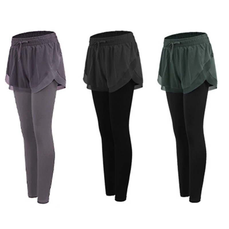 Leggings sportivi 2 in 1 Buddha Stones per attività all'aperto, fitness, yoga e tempo libero da donna. - image 14