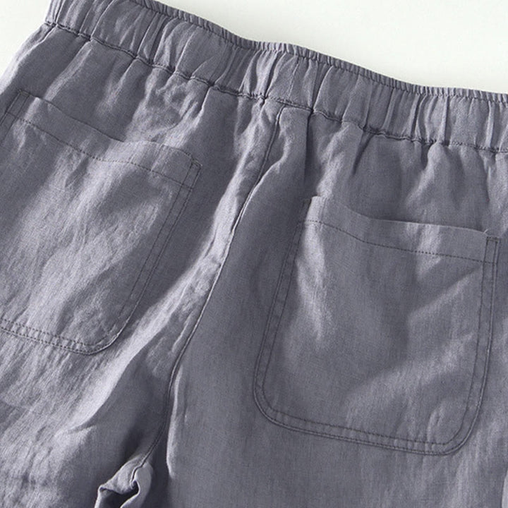 Pantaloni da uomo in lino alla caviglia con coulisse e elastico in vita, con stampa Buddha Stones Fall e tasche. - image 17