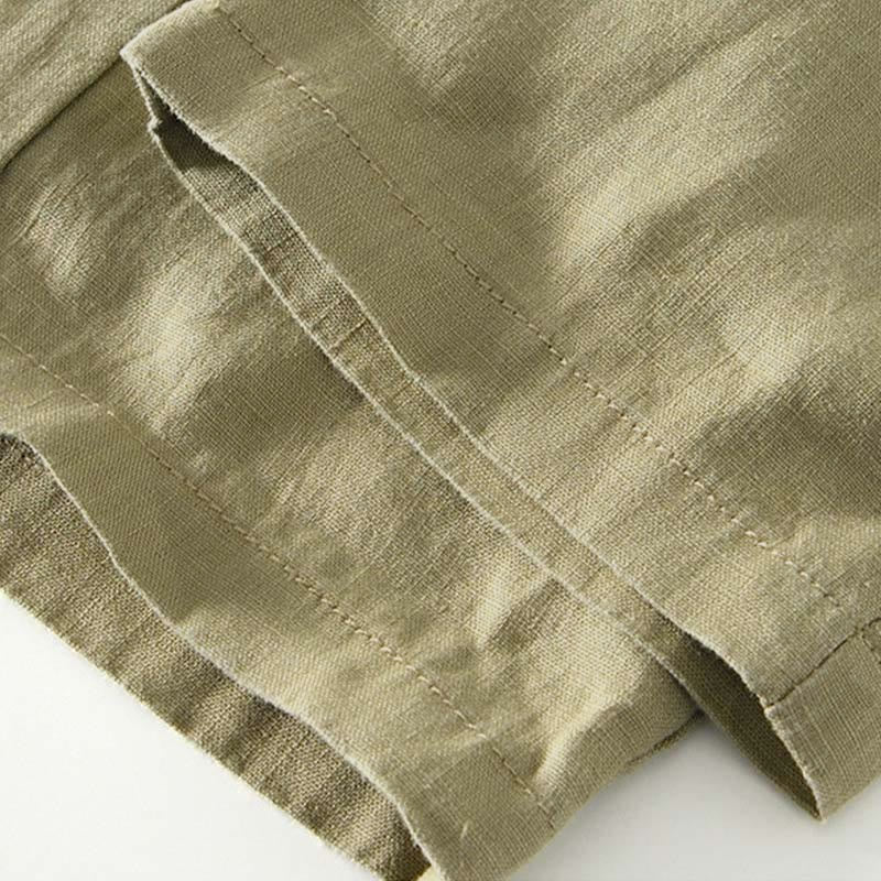 Pantaloni da uomo in lino alla caviglia con coulisse e elastico in vita, con stampa Buddha Stones Fall e tasche. - image 24