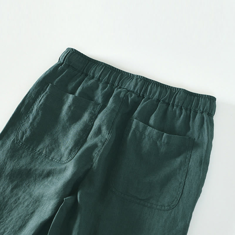Pantaloni da uomo in lino alla caviglia con coulisse e elastico in vita, con stampa Buddha Stones Fall e tasche. - image 28