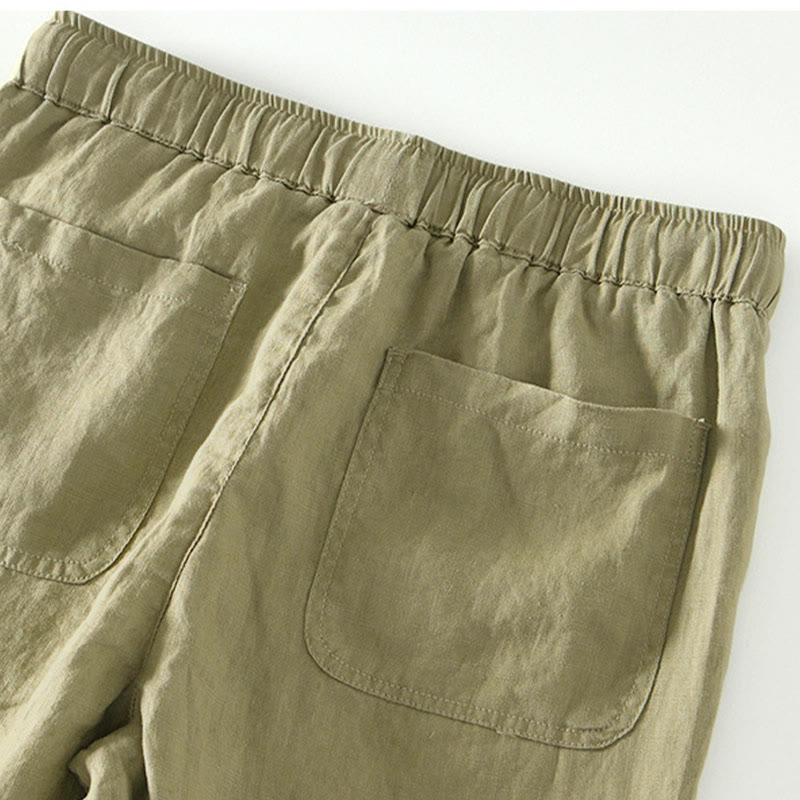 Pantaloni da uomo in lino alla caviglia con coulisse e elastico in vita, con stampa Buddha Stones Fall e tasche. - image 23
