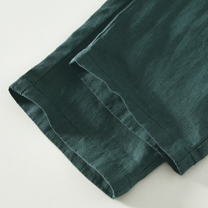 Pantaloni da uomo in lino alla caviglia con coulisse e elastico in vita, con stampa Buddha Stones Fall e tasche. - image 29