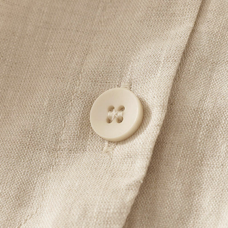 Camicia da donna a maniche corte con scollo a V e bottoni, tinta unita, con motivo Buddha Stones, ideale per l'estate. - image 8