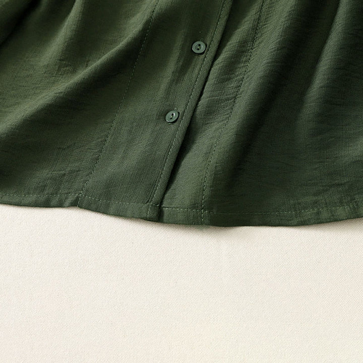 Buddha Stones Camicia da donna estiva casual minimalista a maniche lunghe con bottoni. - image 15