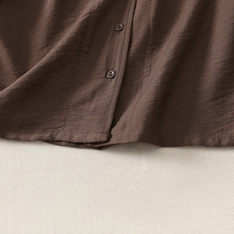 Buddha Stones Camicia da donna estiva casual minimalista a maniche lunghe con bottoni. - image 19