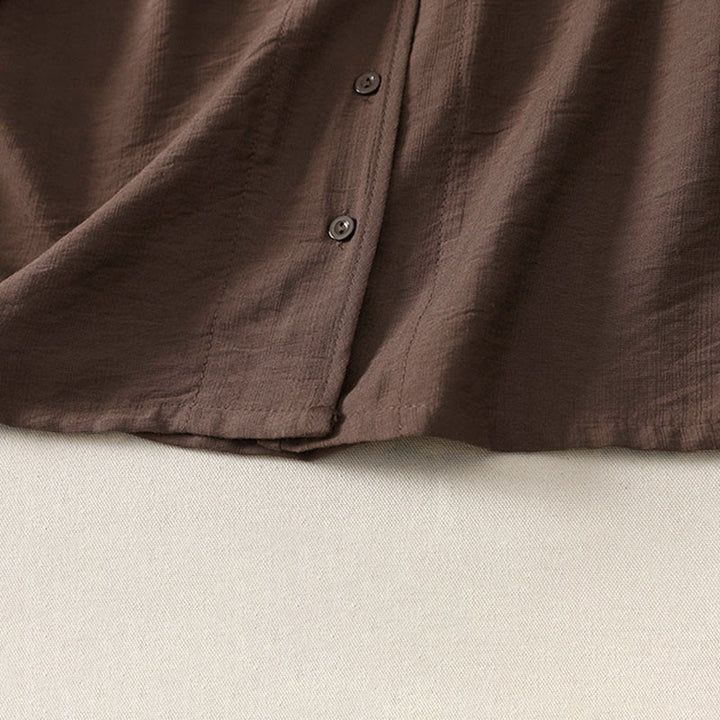 Buddha Stones Camicia da donna estiva casual minimalista a maniche lunghe con bottoni. - image 19