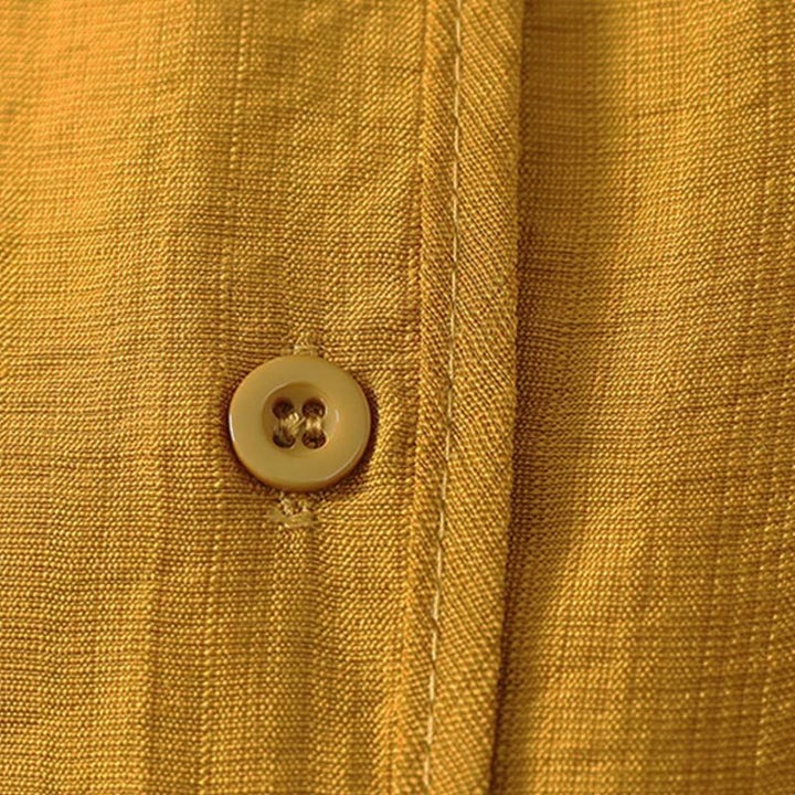 Buddha Stones Camicia da donna estiva casual minimalista a maniche lunghe con bottoni. - image 4