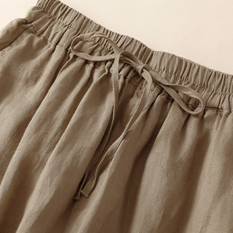 Pantaloni harem larghi con coulisse e tasche, tinta unita, con motivo floreale Buddha Stones. - image 25