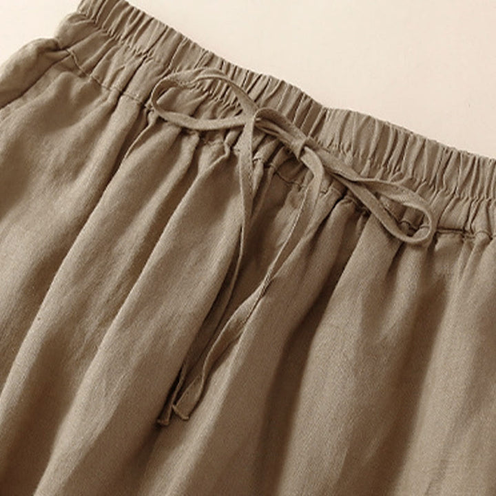 Pantaloni harem larghi con coulisse e tasche, tinta unita, con motivo floreale Buddha Stones. - image 25