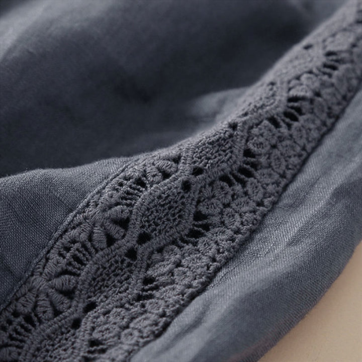 Pantaloni harem larghi con coulisse e tasche, tinta unita, con motivo floreale Buddha Stones. - image 16