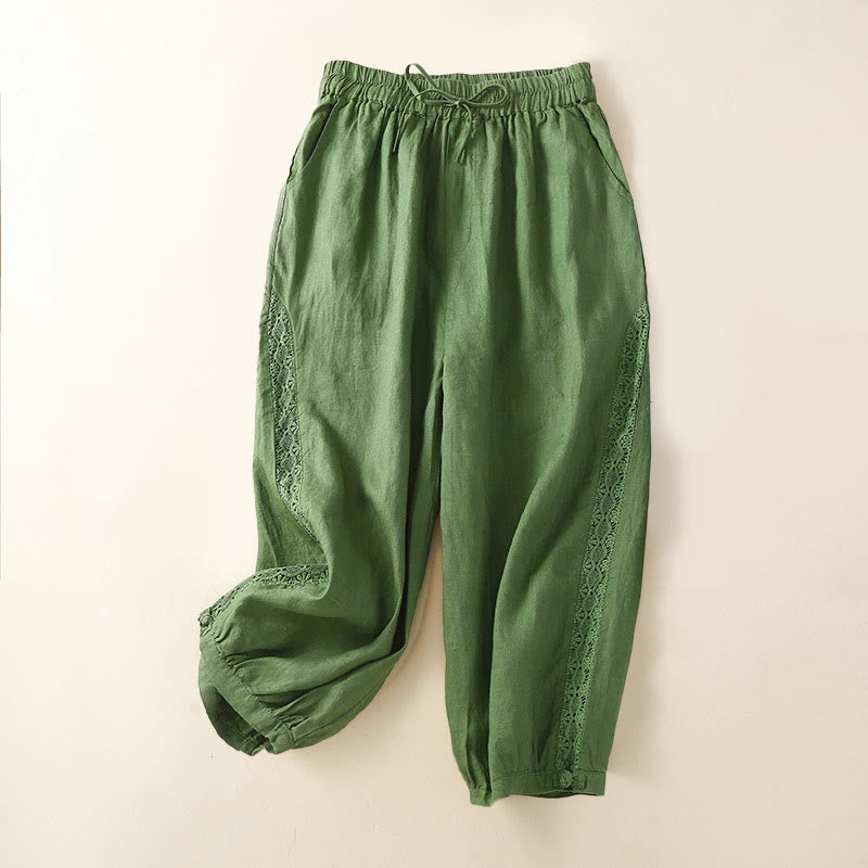 Pantaloni harem larghi con coulisse e tasche, tinta unita, con motivo floreale Buddha Stones. - Verde - US8-10, UK/AU12-14, EU40-42 (2XL) - image 20